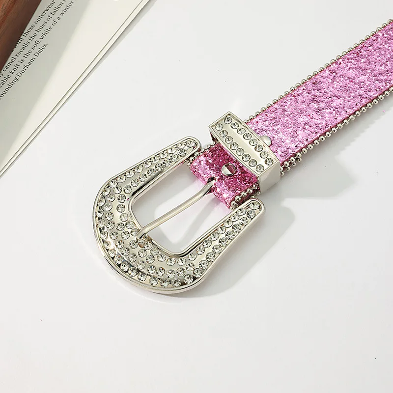 Dames Riem Y 2K Diamant Gesp Gekleurde Riem Eenvoudige Mode Veelzijdige Riem