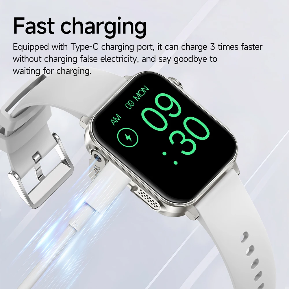 V96 Mannen Vrouwen Smart Horloge 1.83 inch HD Scherm Zaklamp Gezondheid Tracker Bluetooth Bellen Sport Smartwatch IP67 Waterdicht Horloge