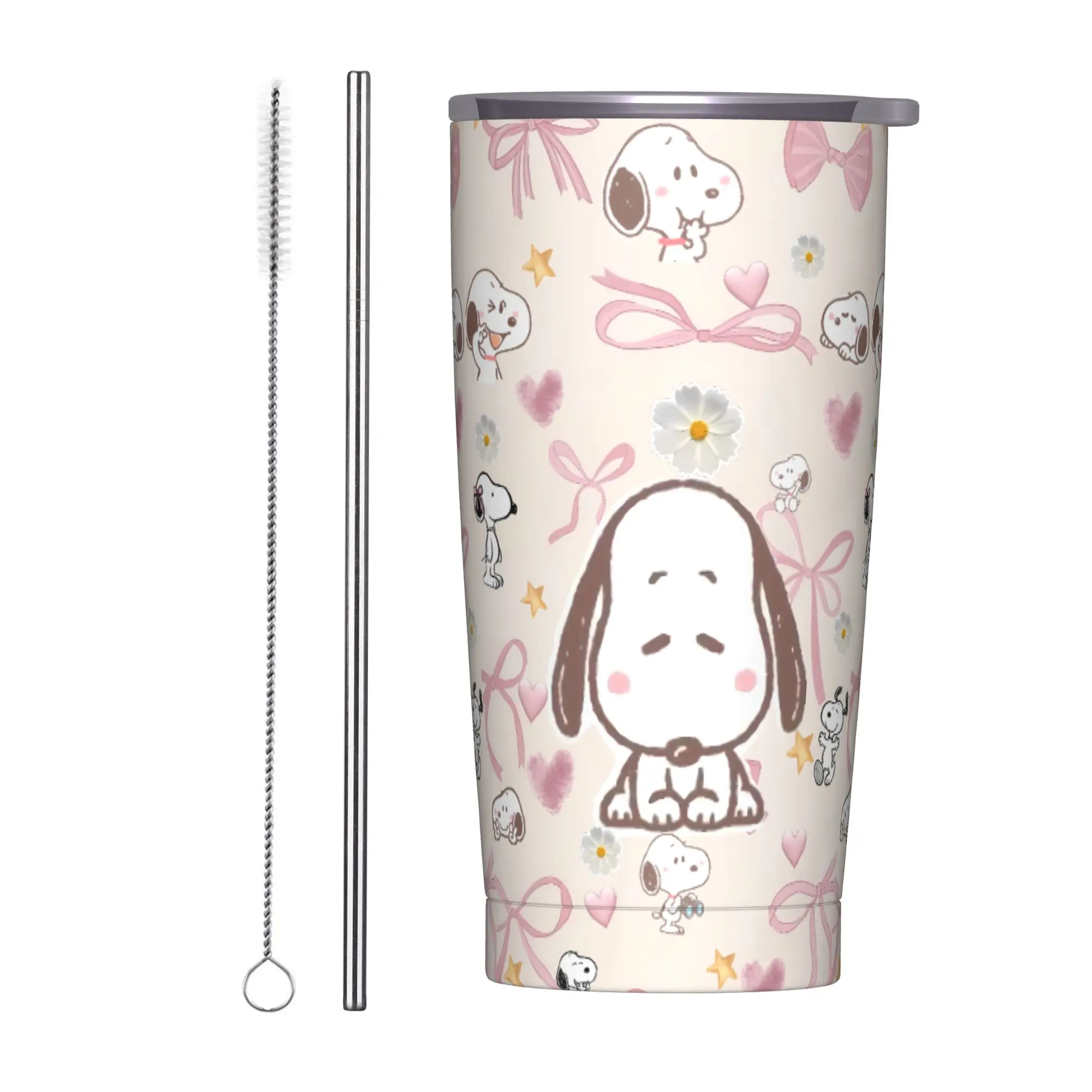 

Stainless Steel Tumbler Snoopy Coffee Mug Insulated Hot Drinks Mugs Cup Beach Graphic Water Bottle