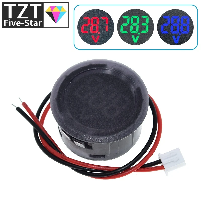 DC5-100V voltímetro digital led display digital voltímetro circular tensão do carro medidor de corrente volt detector testador painel monitor