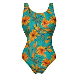 Costume da bagno floreale tropicale fiori arancioni costumi da bagno Push Up costume intero da Surf per le vacanze tuta Design Beachwear Plus Size