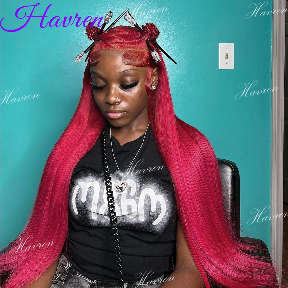 

Red Burgundy 13x4 HD Lace Frontal Human Hair Wig Straight 13x6 Lace Front Wigs 99J Colored Human Hair Brazilian Wig 30 36 Inch