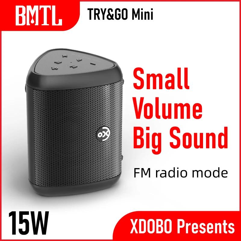 

XDOBO's BMTL Try&Go Mini 15W Bluetooth Speaker FM Radio Outdoor Mini Waterproof Subwoofer