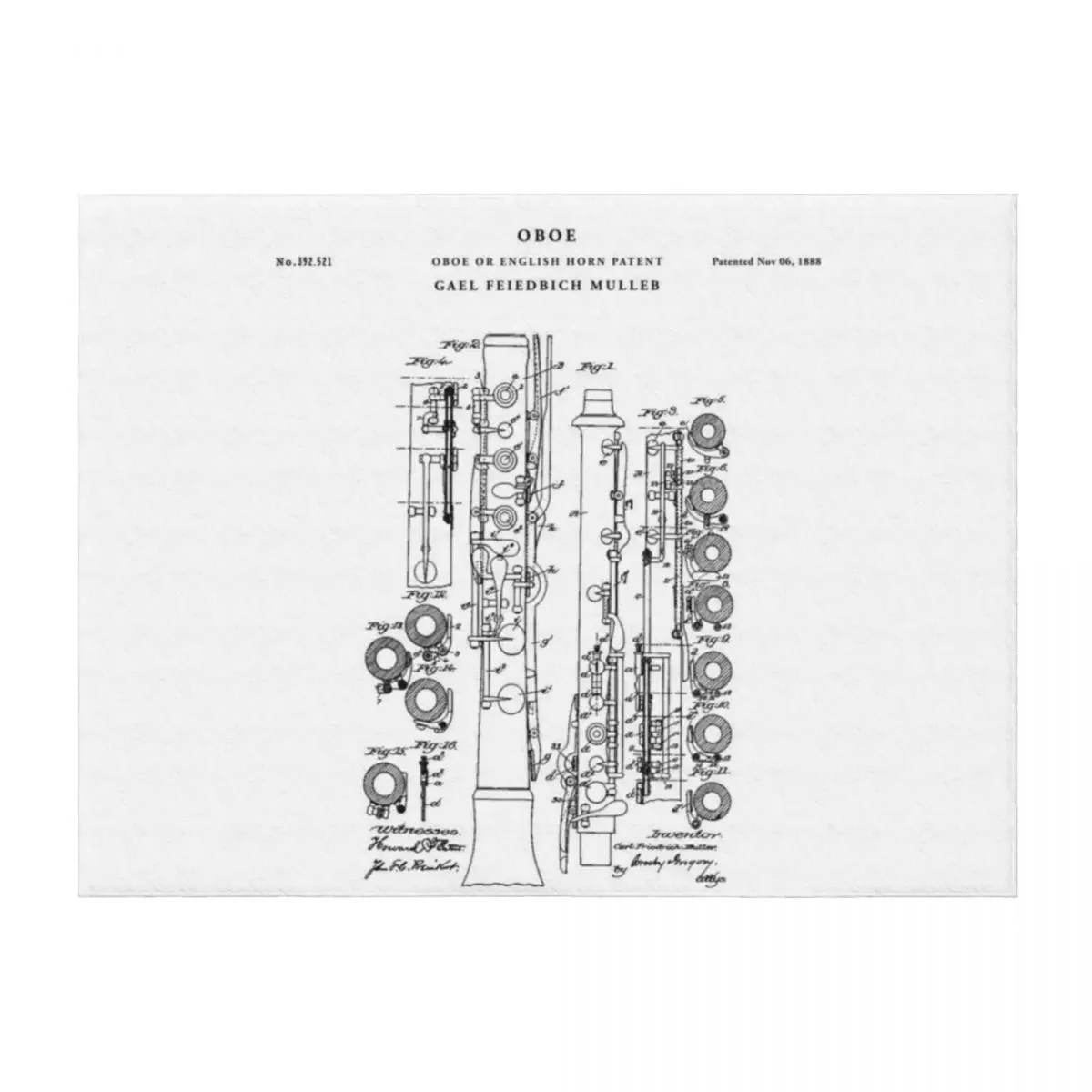 

Oboe Patent Drawing Blueprint Throw Blanket cosplay anime christmas gifts Picnic Sofa Quilt Blankets