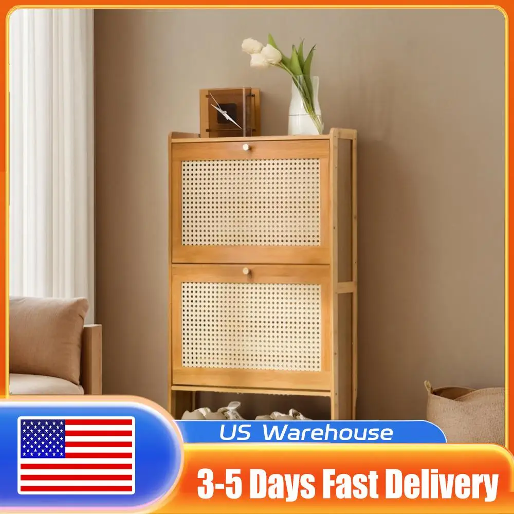 

Отдельно стоящая полка для обуви с двумя откидными ящиками, входной шкаф для хранения обуви, износостойкая регулируемая полка для использования в помещении и на открытом воздухе