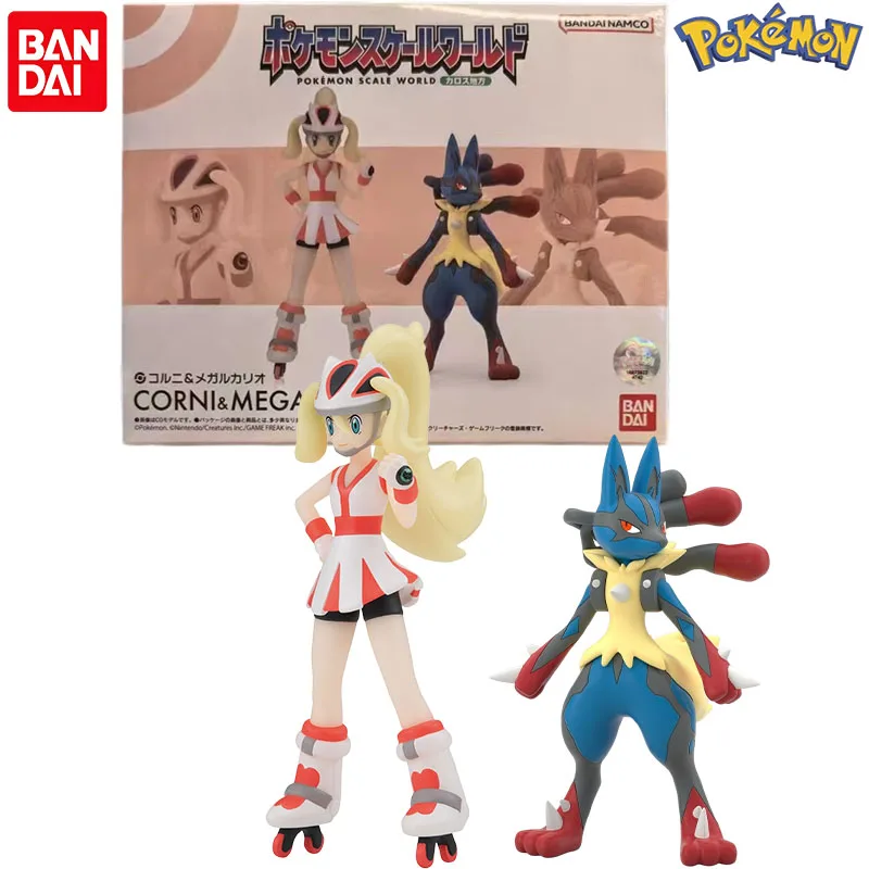 In Stock Bandai Genuine Shokugan Pokemon Korrina Lucario Kalos Region Anime Character Christmas Gift Action Toys Collect Model
