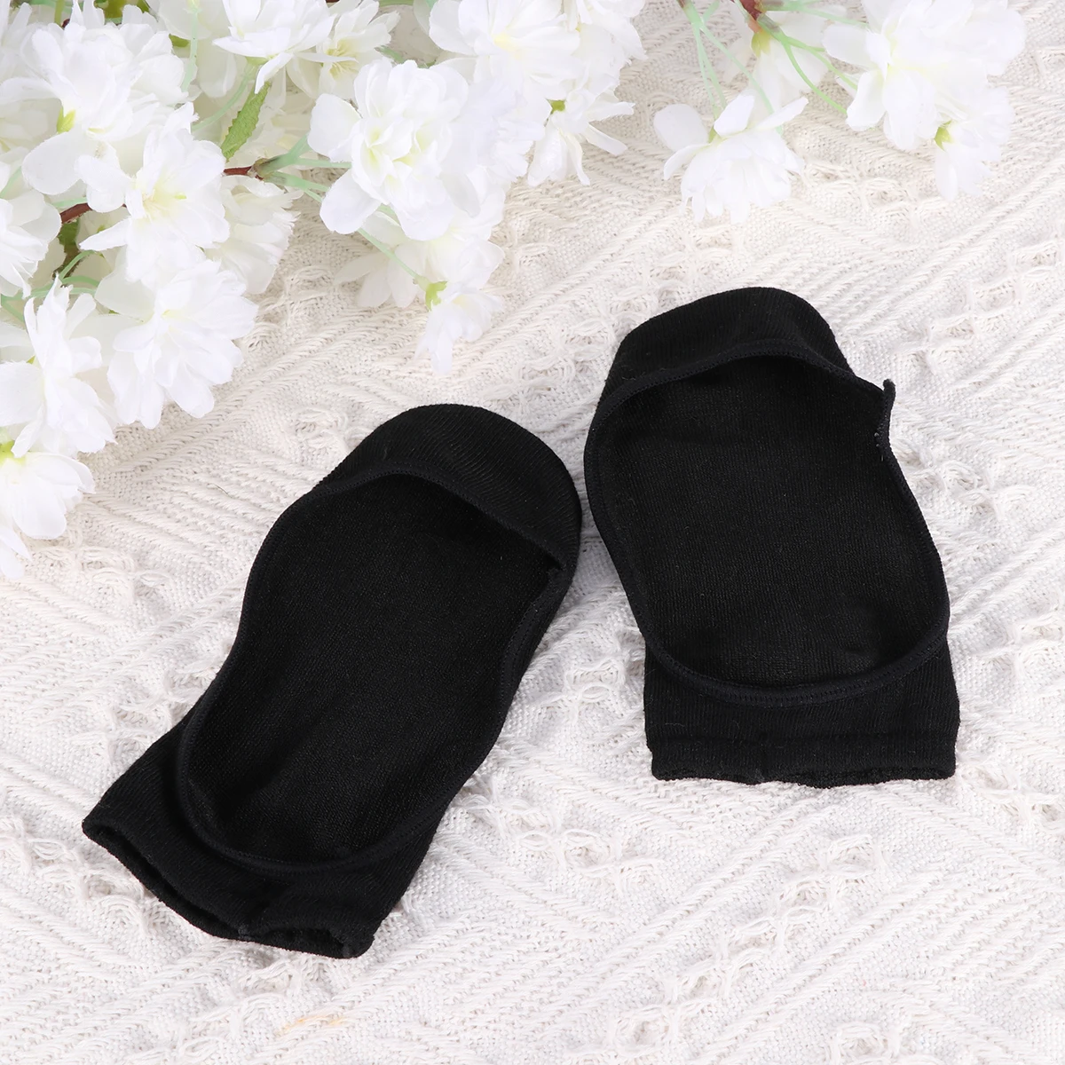 

3 Pairs Non-slip Invisible Socks Fingers Toe Silicone Toeless for Women Black Anti-Skid Boat Bamboo Fiber Miss