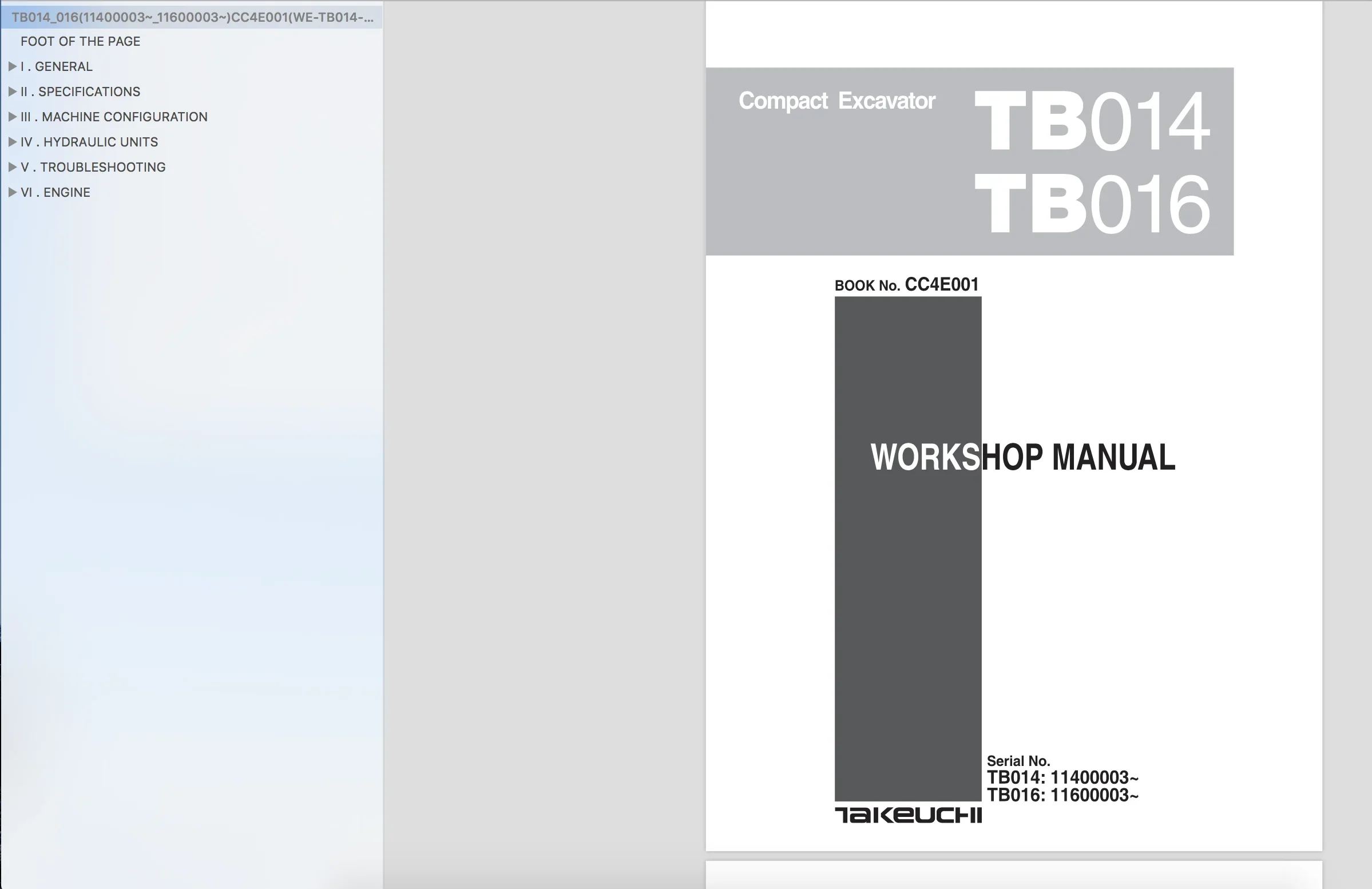 SpecDiag for Takeuchi Multilanguage Workshop Manual, Part Manual, Operator Manual  2019