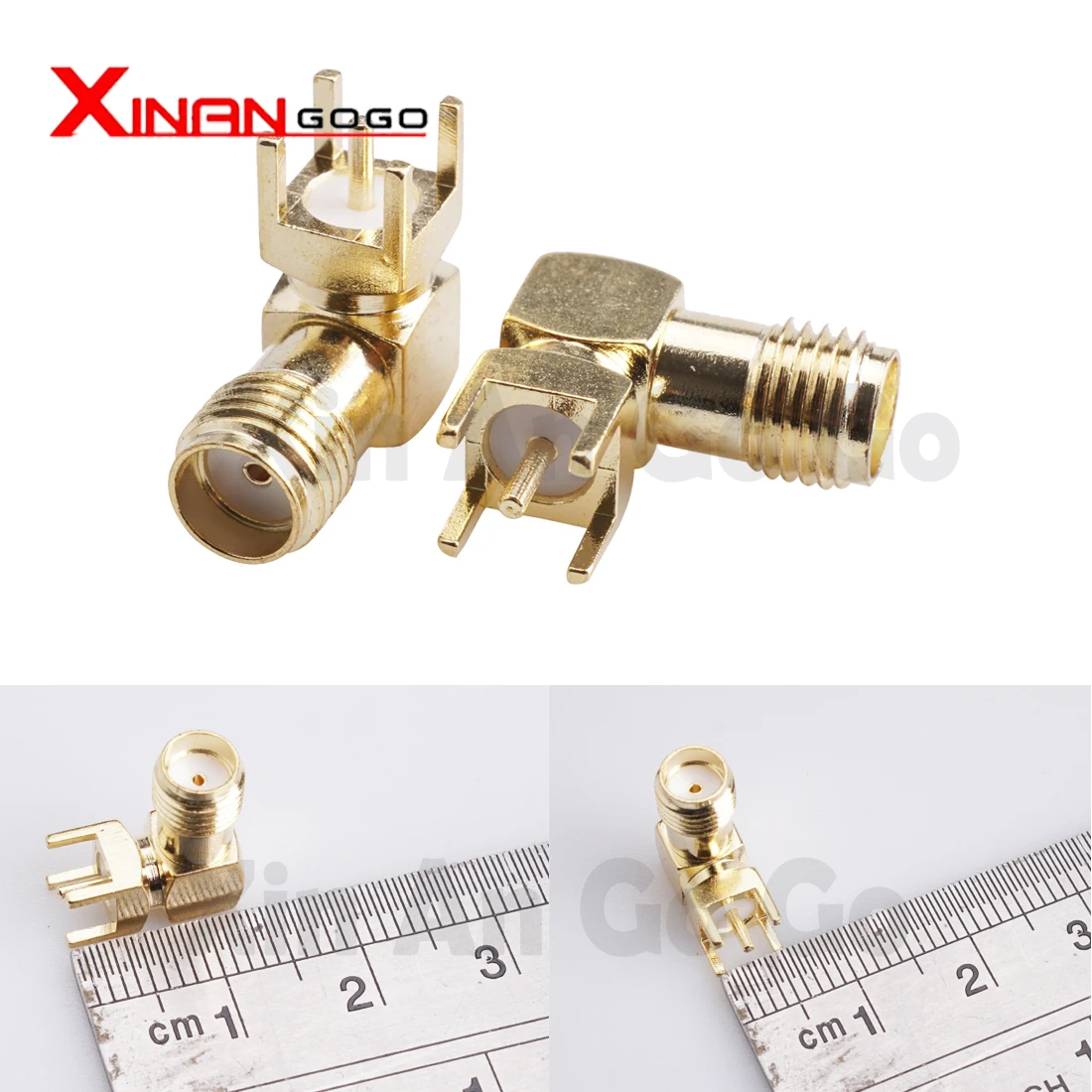 Adaptador de enchufe macho SMA hembra, Conector de cobre RF, 2/5/10 piezas, borde de soldadura, PCB, montaje en ángulo recto