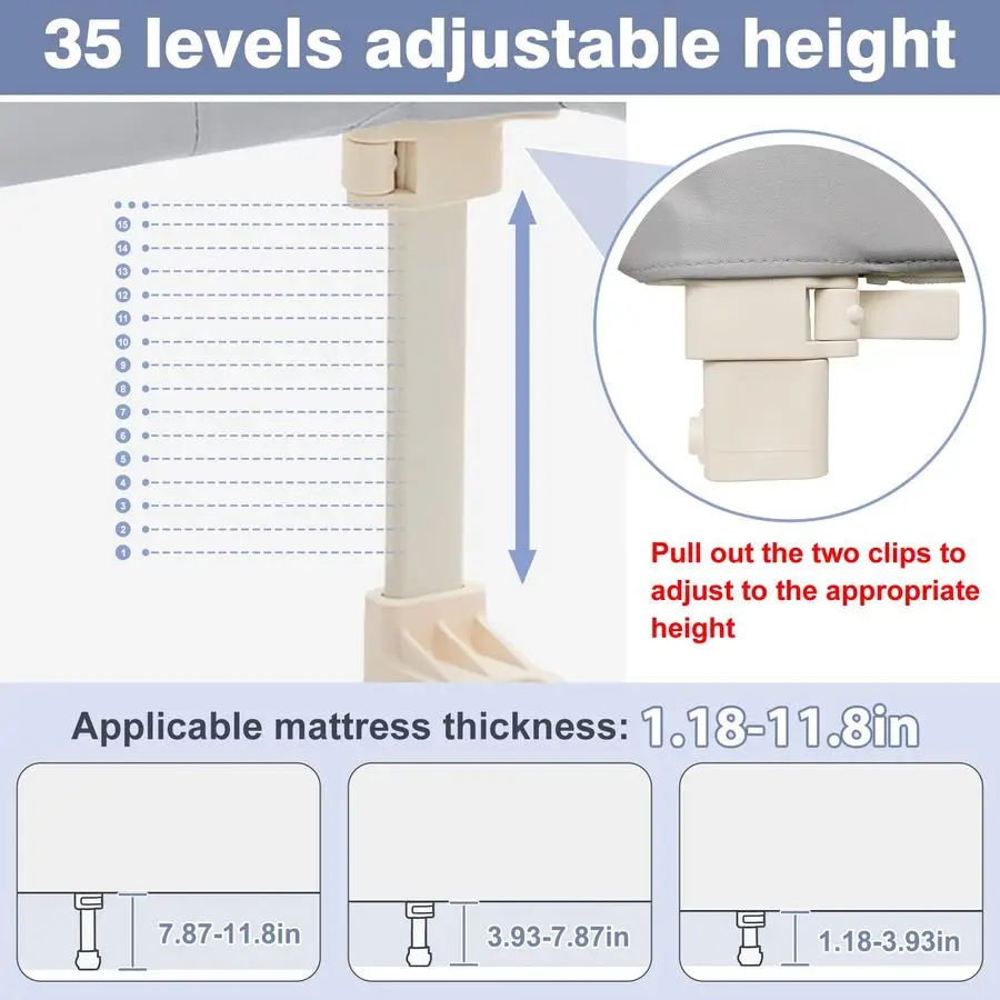 حاجز سرير للأطفال الصغار، قضبان حماية لسرير الأطفال المحمولة للسفر، سرير كوين، قابلة للطي، درابزين جانبي للأطفال للأسرة المزدوجة قابلة للتعديل