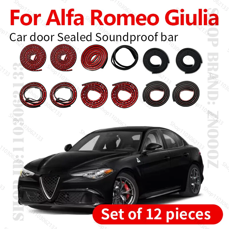 

For Alfa Romeo Giulia Car Door Seal Strip Rubber Double Layer Sealing Protector Soundproof Strip Dustproof Seal Strip 12PCS Set