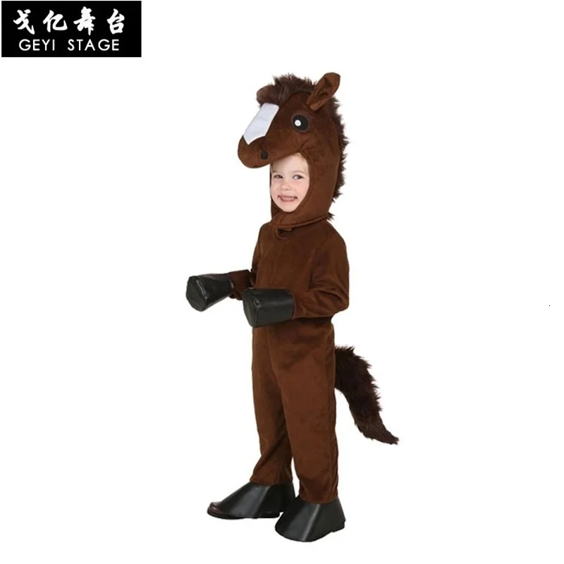 Child horse cosplay dress children lovely boy and cozy Halloween warm winter dress up dress animals