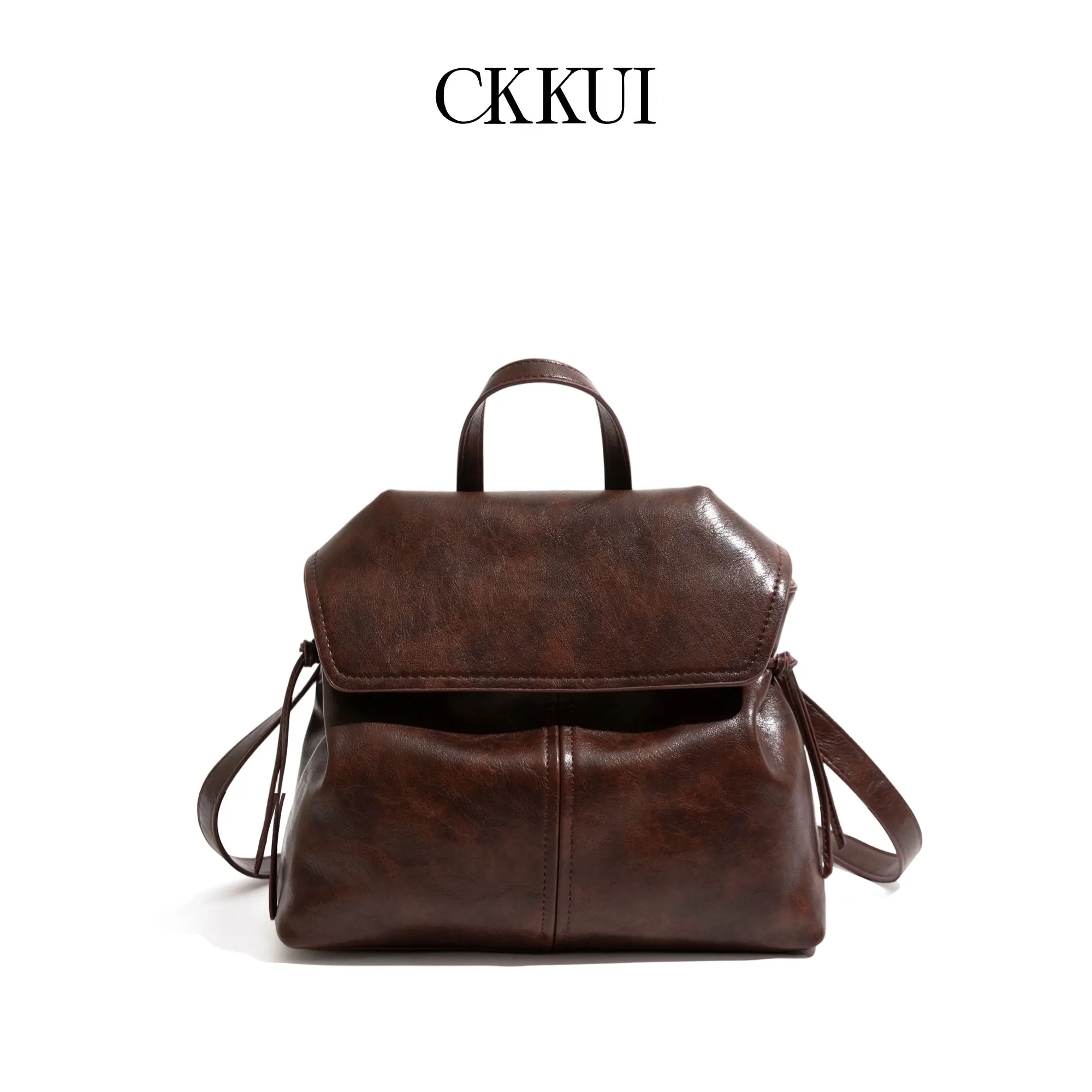 CKKUI PU Leather Simple Backpack Retro Fashion Classic Multifunctional Women's Bag Suitable for Commuting To School  Backpack