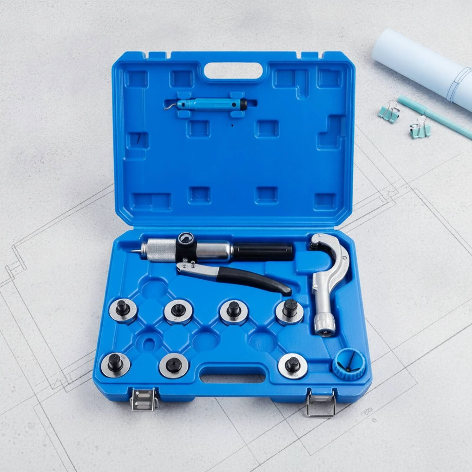 Tube Expander Kit with Carrying Case Professional Tubing Expander Kit with Cutter Tool Compact Heavy-Duty for HVAC Technicians