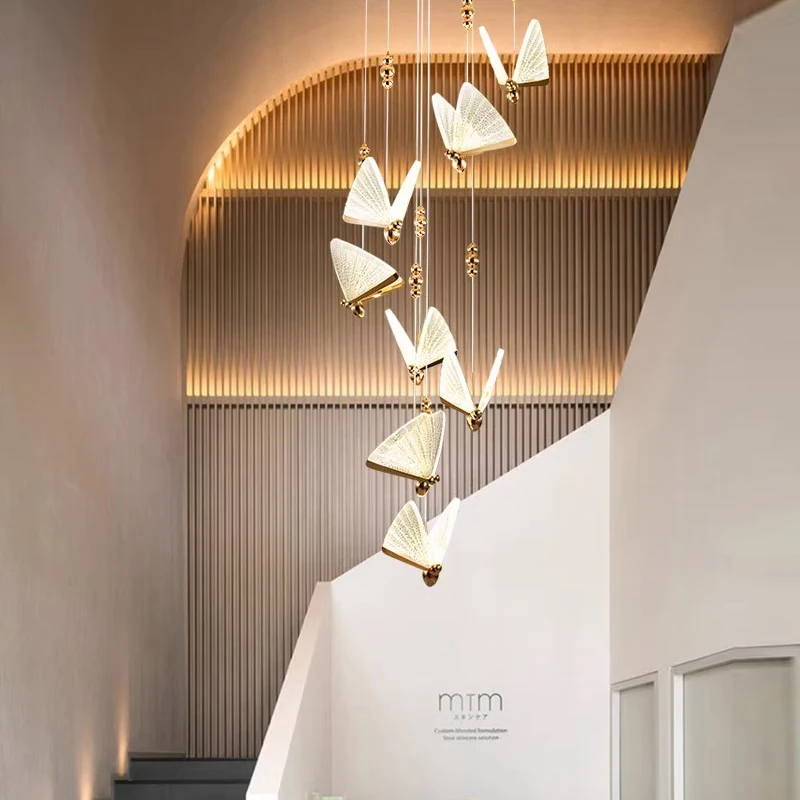 Nordic Butterfly Interior LED Cord Pendant Lights Chandelier Lamps for Bedroom Living Room Suspended Lighting Fixtures Home