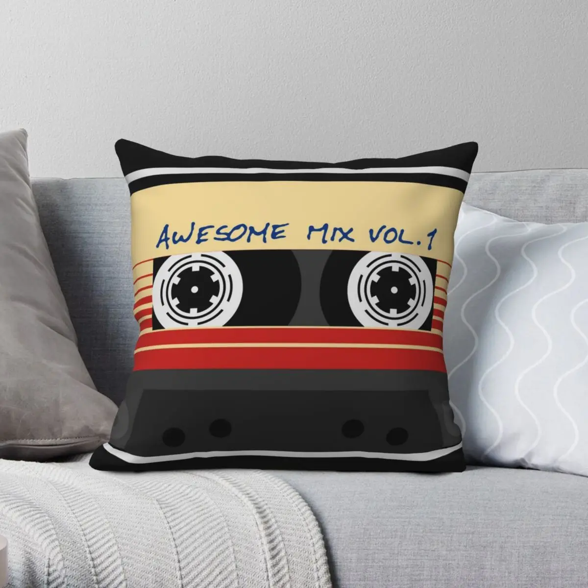 

Tape Music Retro Square Pillowcase Polyester Linen Velvet Creative Zip Decor Throw Pillow Case Home Cushion Cover