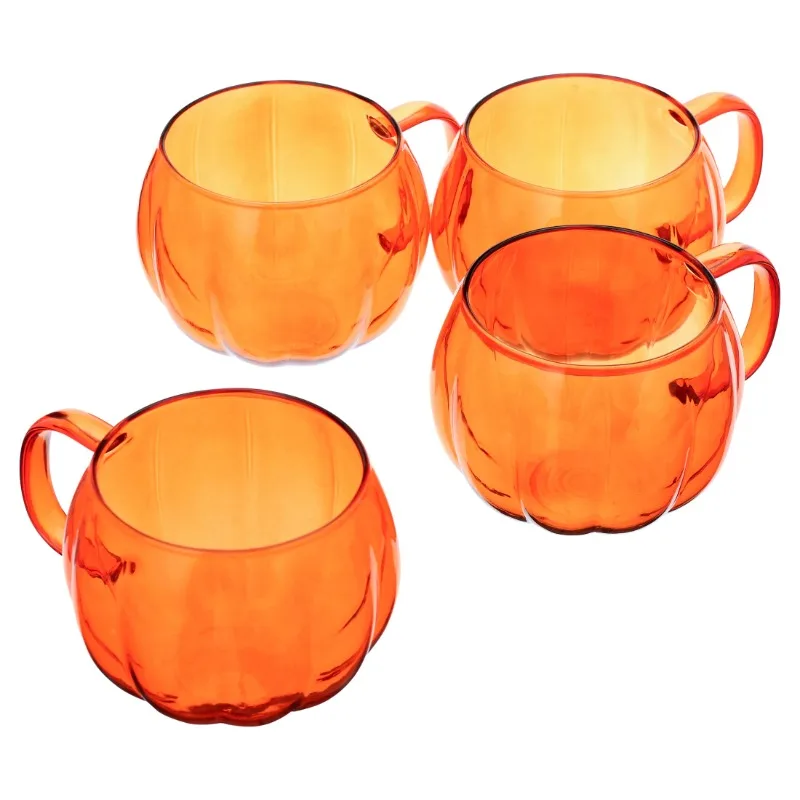 

Way To Orange Glass Pumpkin Mug 4 Pack Drinkware Sets