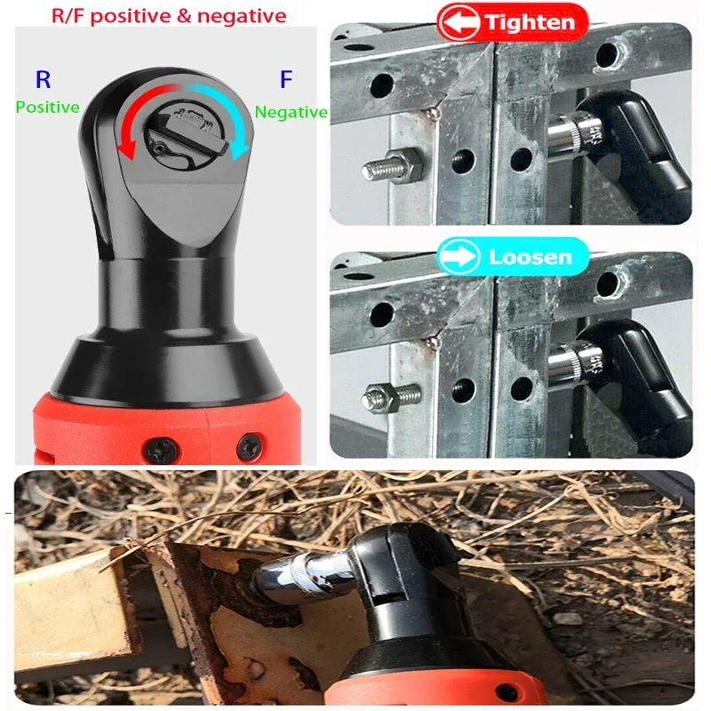 12V/18V Impact Wrench Cordless Rechargeable Electric Wrench 3/8 Inch Right Angle Ratchet Wrenches Impact Driver Power Tool