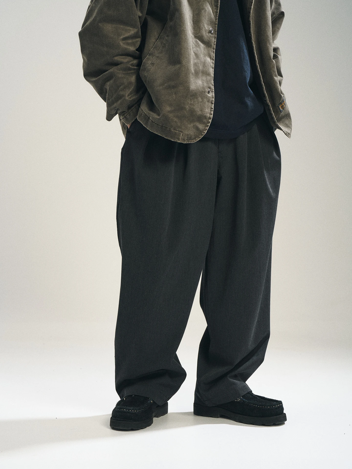 

Мужские брюки в стиле ретро, свободного прямого кроя, повседневные, из полиэстеровой смеси, удобные, с пуговицами, свободные брюки в парижском стиле