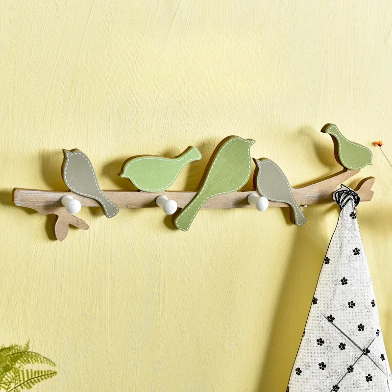 Kids Room Bird Shape Wall Hooks Home Decoration Wood Coat Hook Clothes Hanger Children Bedroom Living Room Wall Hanger Hook