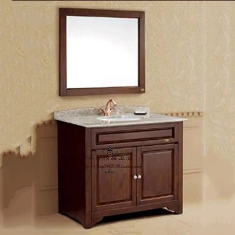 Retro Wooden Organizer Bathroom Cabinet Floor Standing Luxury Mirror Bathroom Cabinet Shelf Storage Bad Schrank Home Furniture