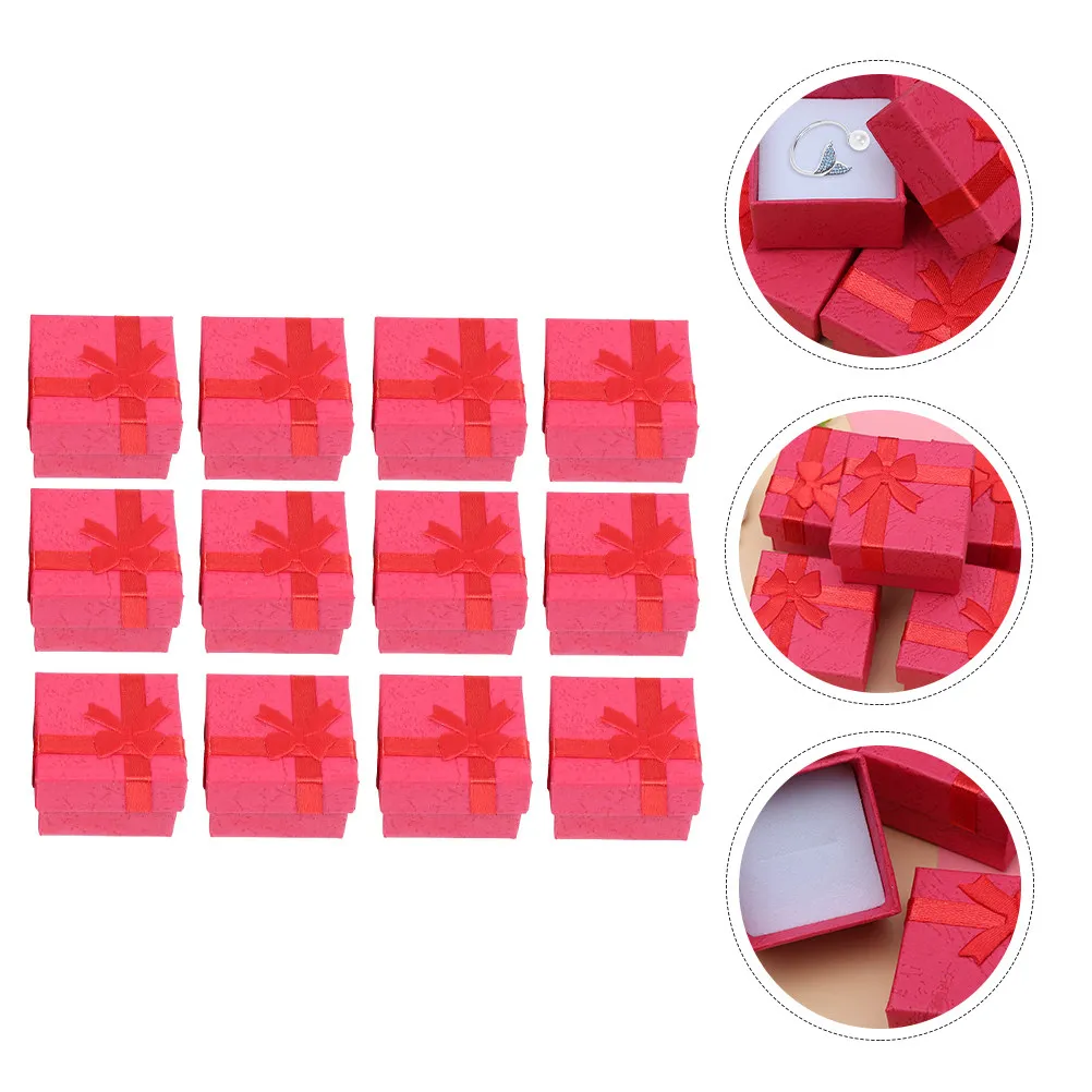 12Pcs Beautiful Bowknot Jewelry Holder Set High Quality Dust Proof Scratch Resistant Present Box for Rings Earrings Gifts