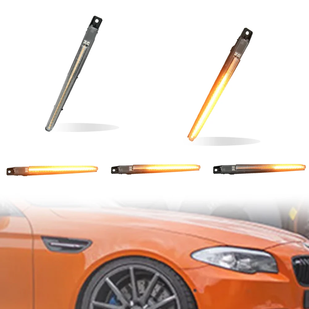 2pcs Flashing Sequential Turn Signal Dynamic LED Side Fender Marker Light For BMW 5 Series F10 M5 S63N FV91 FV92 FV93 2010-2016