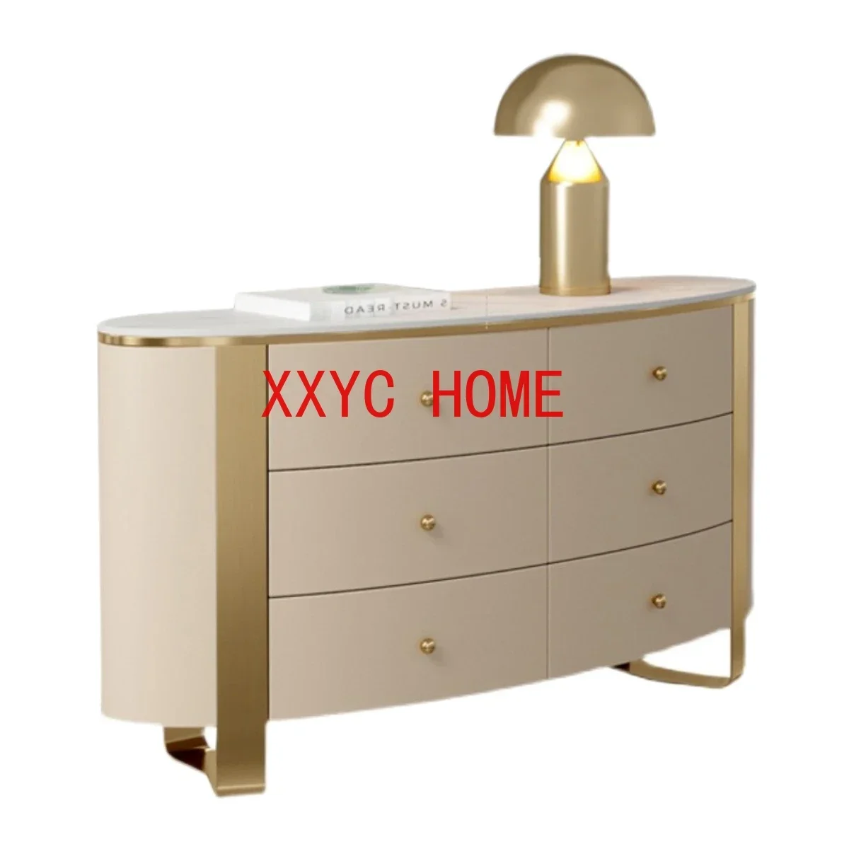 

Italian Style Light Luxury Stone Plate Sideboard Stainless Steel Entrance Cabinet Simple Modern High-End Sense