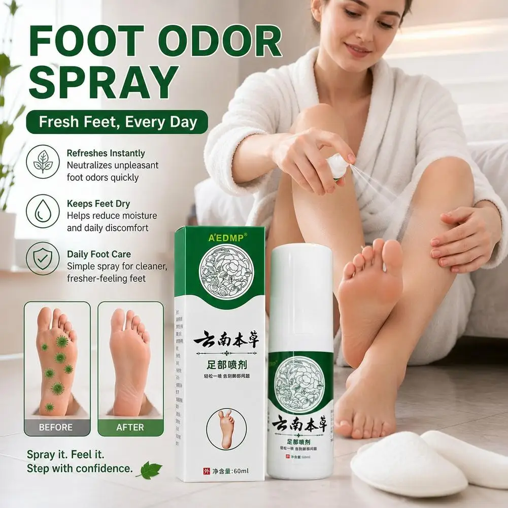 60ml Chinese Herbal Foot Deodorant Spray Deodorant spray Multi functional Shoes Deodorizing Fresh Spray Foot Care Products 1/2/3