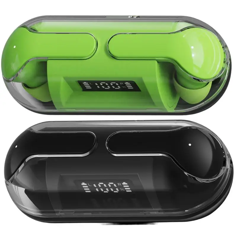 Fones de ouvido sem fio estéreo fones de ouvido sem fio display digital fones de ouvido sem fio treino transparente