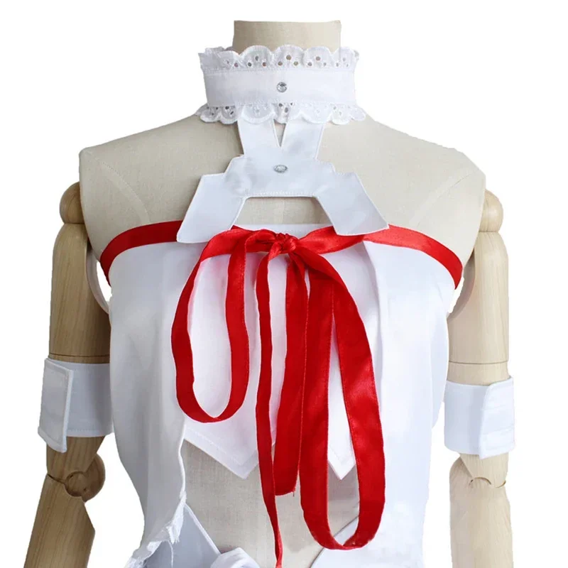 Gioco Anime Gioco di ruolo Costume Asuna Yuuki Set completo Donne Costumi Cosplay Abito bianco Gonna Vestito Halloween Orgy Party Clothi MN12