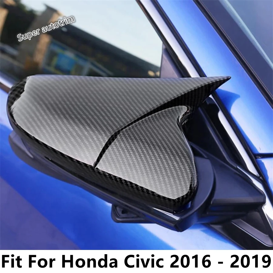 

Door Rearview Mirror Cap Decoration Cover Trim Black / Carbon Fiber Accessories For Honda Civic 2016 - 2019 Ox Horn Shape Style