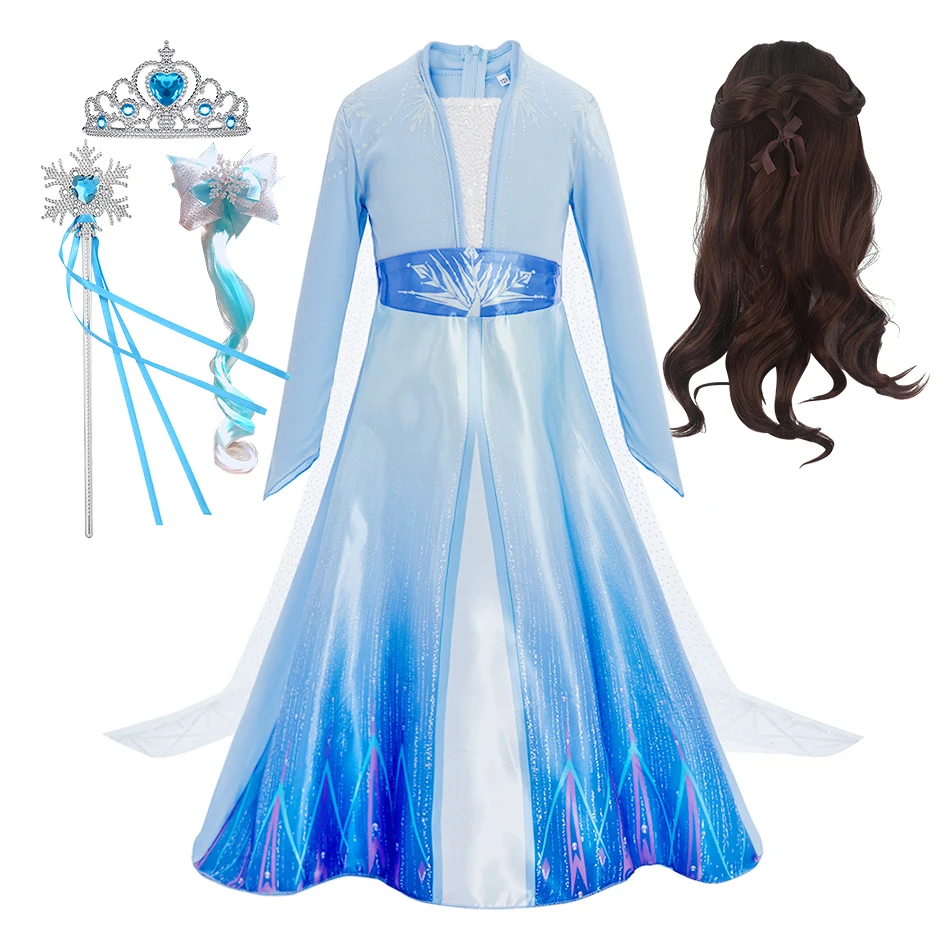 

Teens Carnival Birthday Party Dress Halloween Girls Elsa Princess Dresses Kids Snow Queen Cosplay Costume Baby Girl Ball Gown