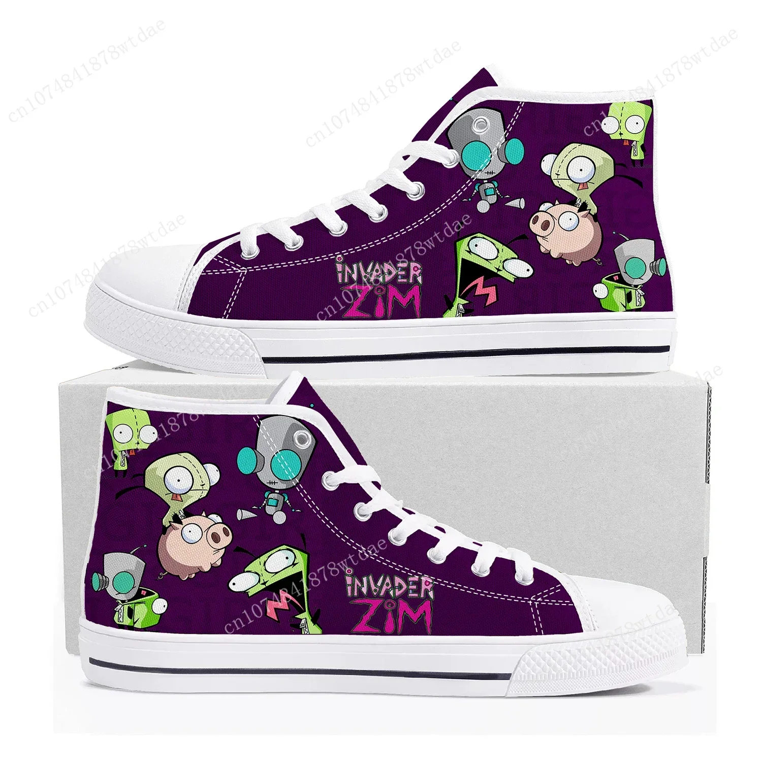 Zim High Top Sneakers Mens Womens Teenager Invader High Quality Canvas Sneaker Anime Cartoon Comic Manga Couple Customized Shoes