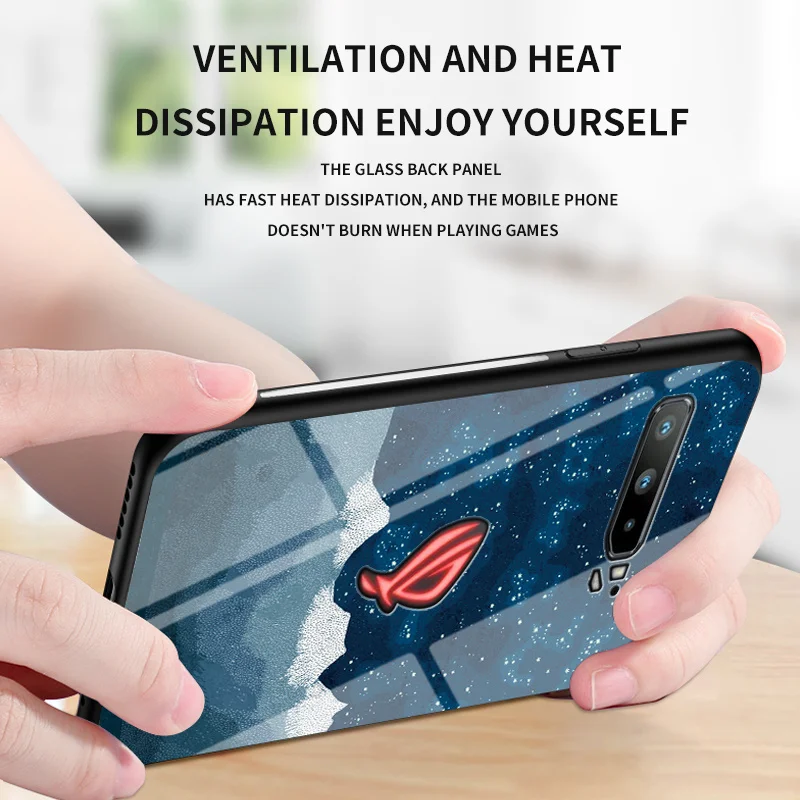 For Asus ROG Phone 3 ZS661KS Case Starry Grain Tempered Glass Back Cover Shockproof Phone Case For Asus Rog Phone 3 Rog3 ZS661KS - view 4