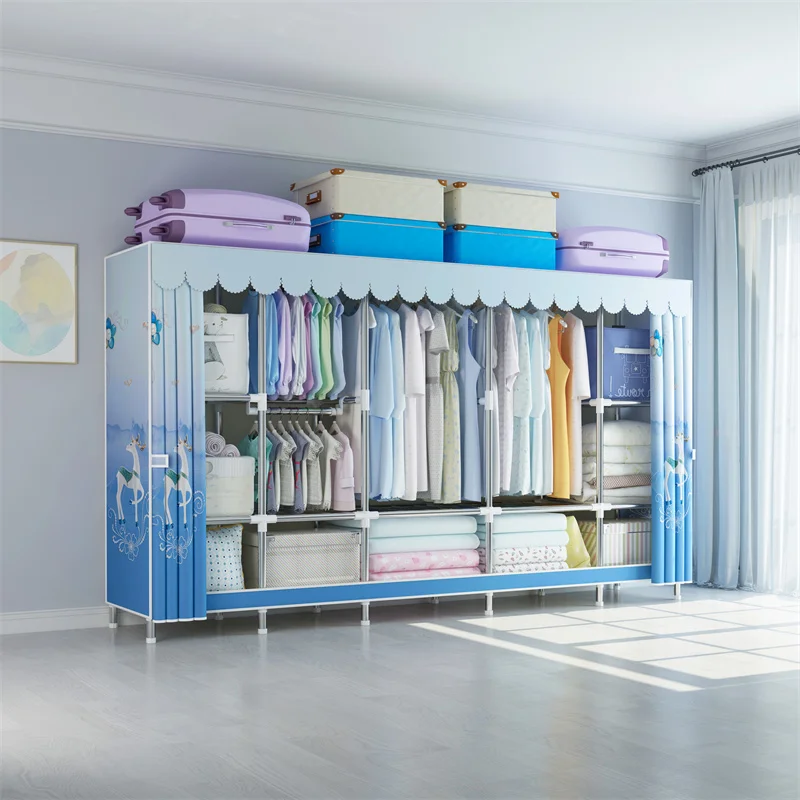 

Bedroom Furniture Assemble Portable Clothes Storage Organizer Cloth Fabric Armoire Cabinet