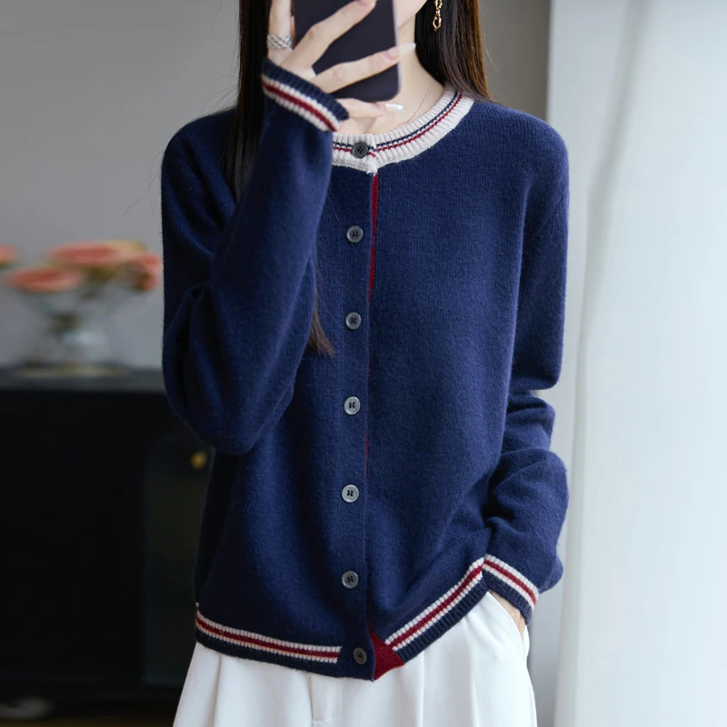 

2025 autumn and winter women's cashmere cardigan fashion cardigan loose and thick cashmere sweater warm women's sweater cardigan