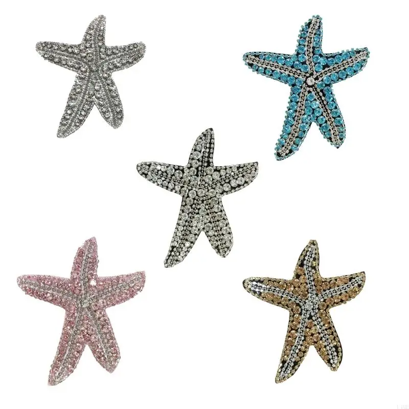 

Handmade Rhinestones Beads Patches Fashion Starfishes Brooches Embellishment for Unique Clothing Decoration