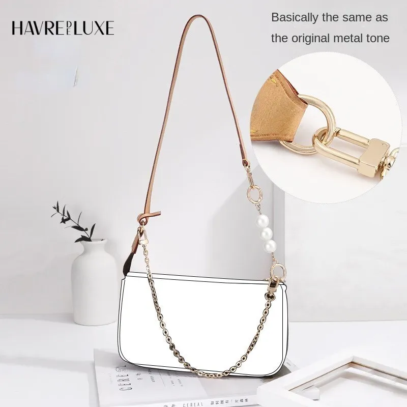 Bag Transformation Bag Pearl Extension Chain Armpit Shoulder Strap Vegetable Tanned Leather Single-purchase Accessories