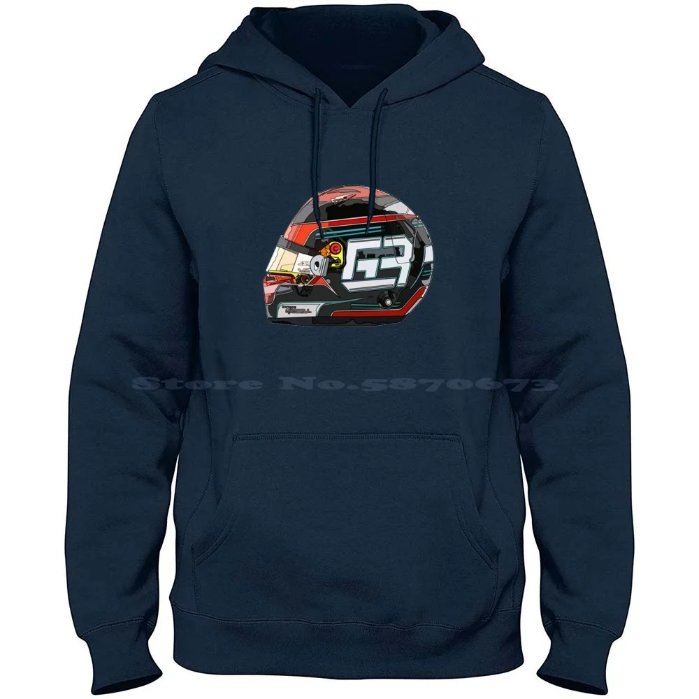 George Russell Helmet ( 2 ) 100% Cotton Hoodie Williams 2021 Racing George Russel 63 Grand Prix F12021 Grid Liveries 63