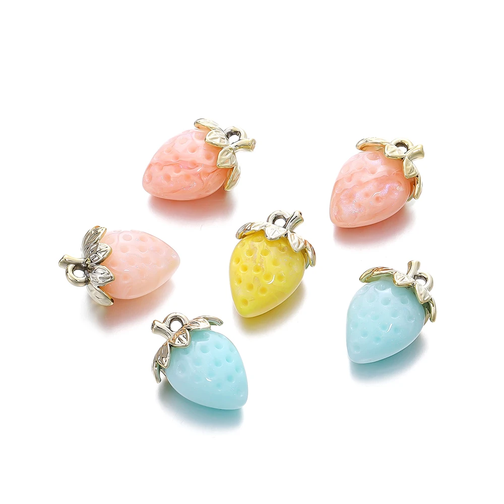 5Pcs/Lot 23*32mm Acrylic Strawberry Pendants Charms For DIY Necklace Pendant Jewelry Making Accessories Wholesale