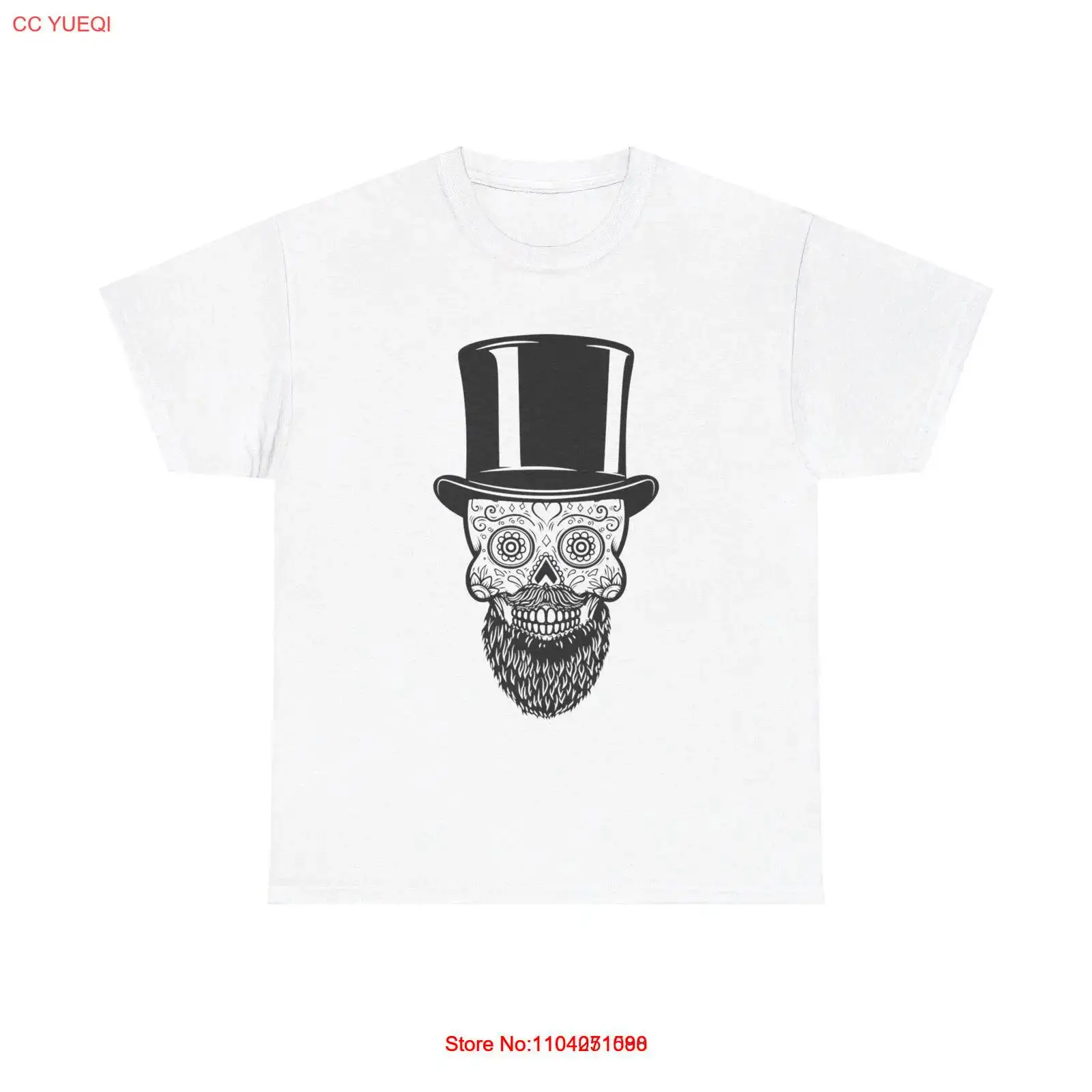 Sugar Skull Top Hat T-Shirt - muertos culture folk retro vintage hipster gothic