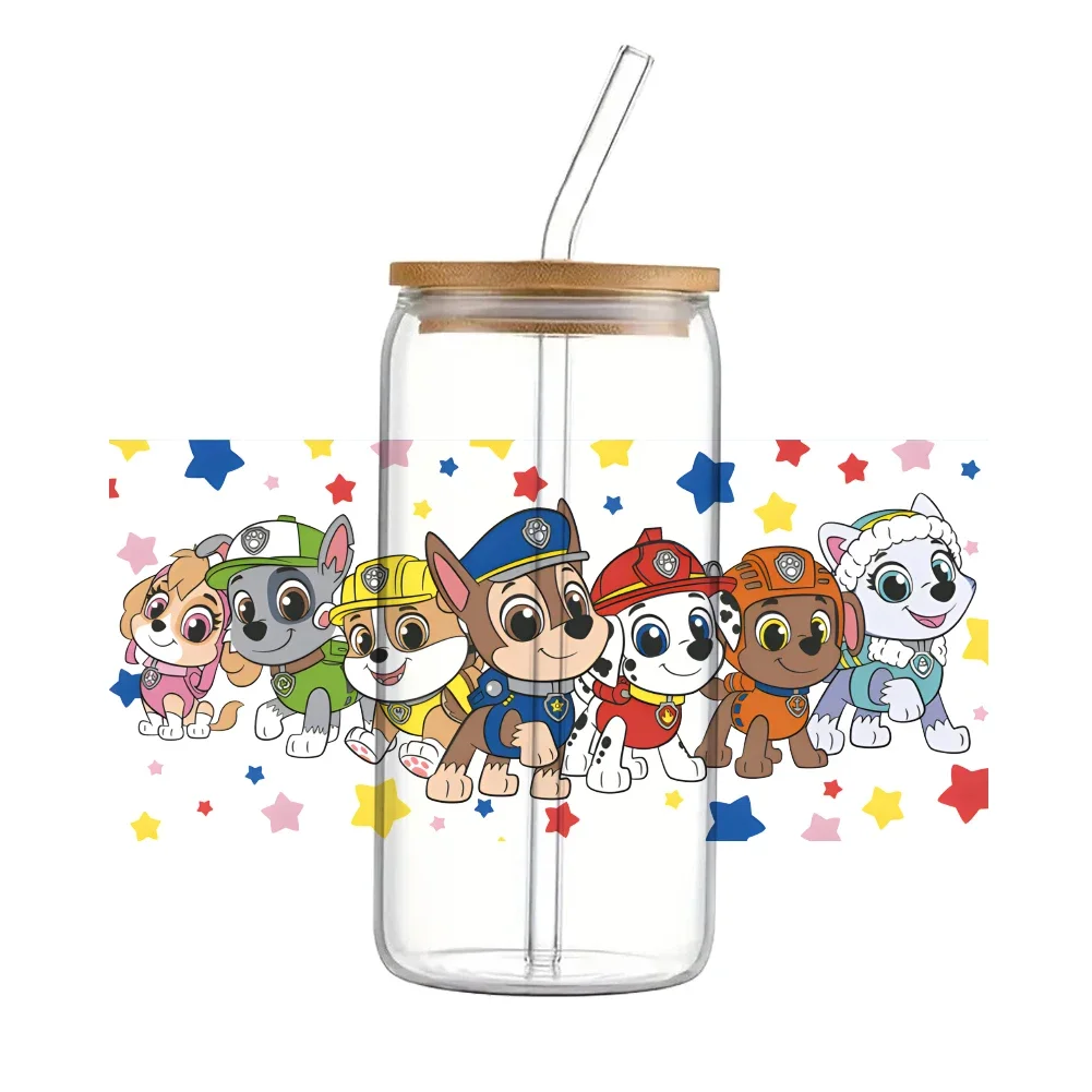 

Hot Sales Cartoon Dog PAW Pattern 11*24cm UV DTF Wrap DIY For 16oz Libbey Glass Cup Waterproof Decals Cup Stickers Kids Boys