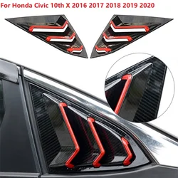 For Honda Civic 10th X 2016 2017 2018 2019 2020 Car Side Air Vent Carbon Fiber ABS Red Window Louver Cover Interior