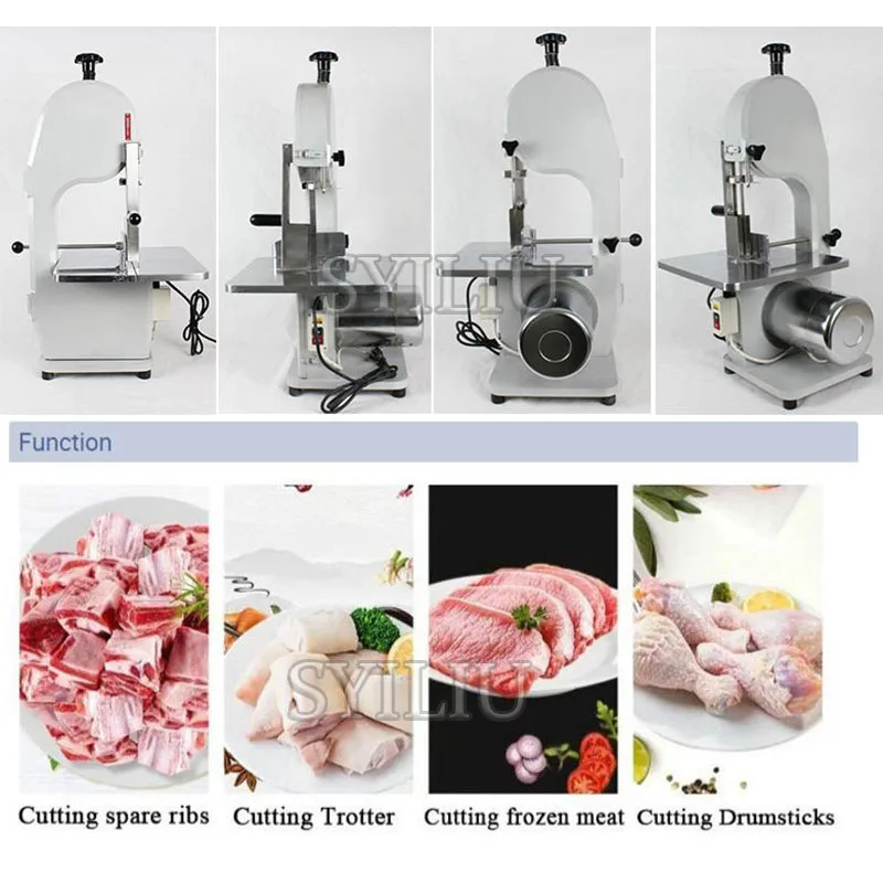 Stainless Steel Bandsaw Machine Electric Meat Cutting Bone Cutter for Beef with Essential Motor Countertop Bone Saw Machine