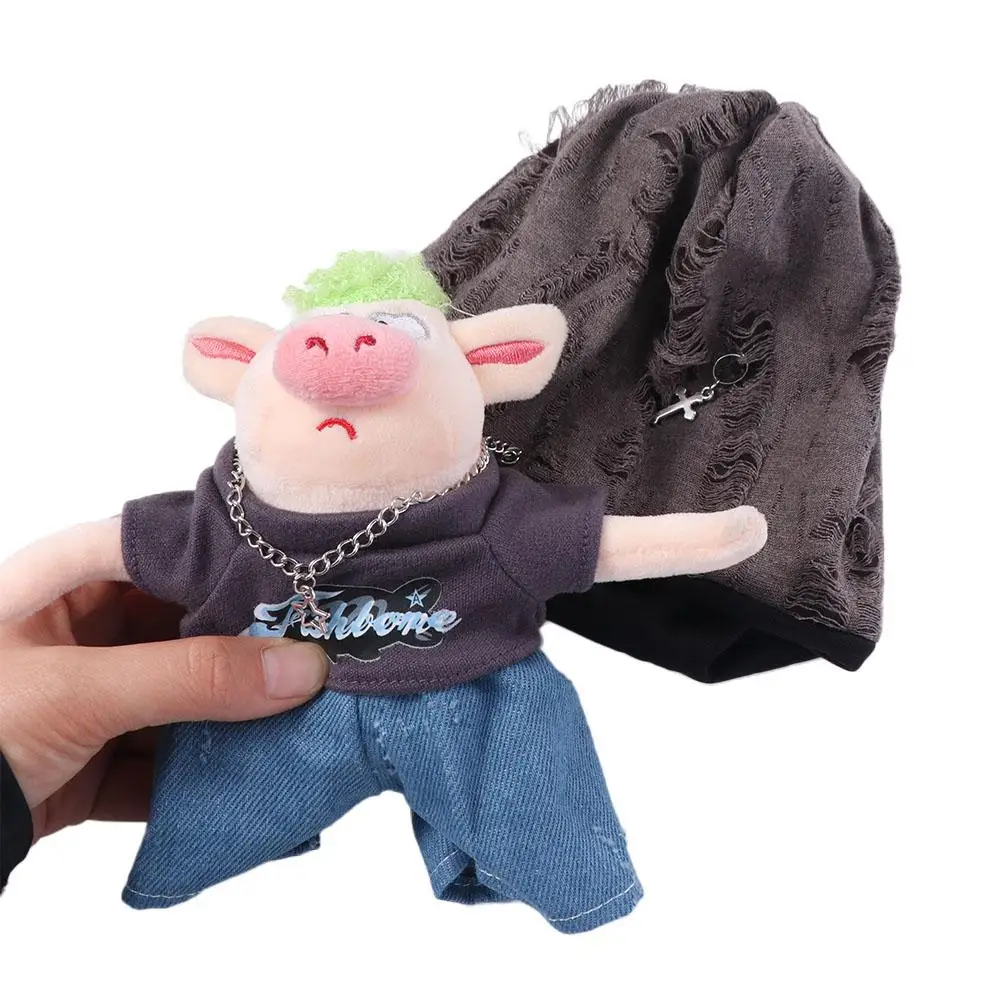 1세트 모자 20cm 면 인형 옷 티셔츠 바지 면 인형 옷 의상 미니 봉제 인형 옷 20cm 면 인형