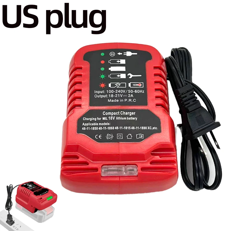 

Portable Fast Charger with Safety Protection System Compatible for Milwaukee 18V Lithium-ion Batteries Mini Replacement Charger
