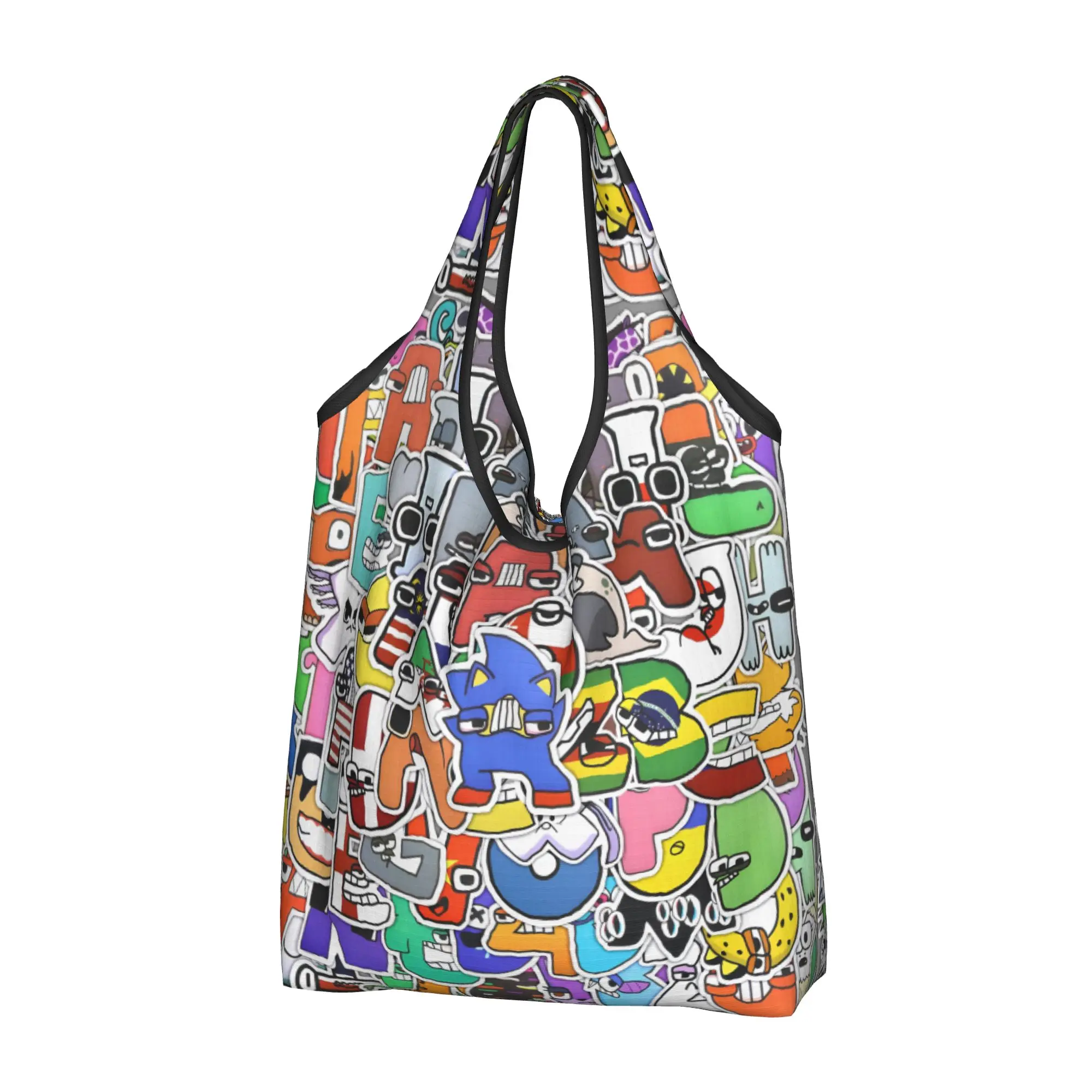 A-Alphabetes Hot Cartoon Groceries Shopping Tote Bags Women Custom  Shoulder Shopper Bags Big Capacity Handbags