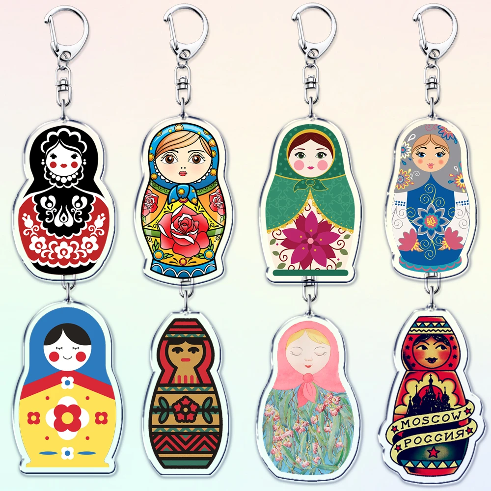 Russian Babushka Doll Keychains for Women Accessories Bag Matryoshka Nesting Matrioshka Babushka Keyrings Jewelry Friends Gifts