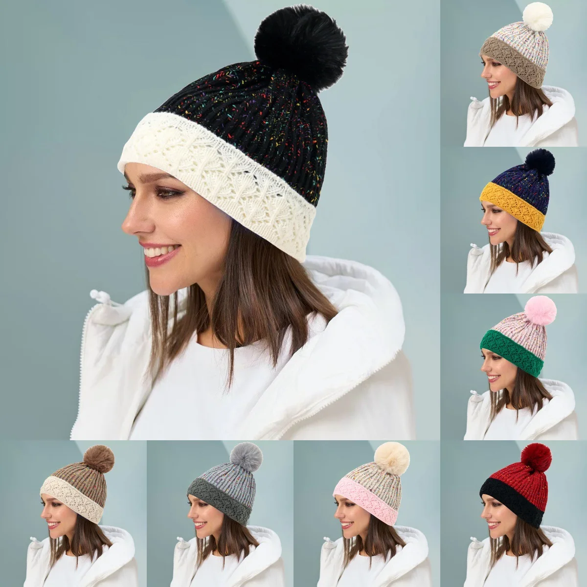 الخريف الشتاء محبوك بيني النساء بوم بوم بونيه الدفء الحجاب الكيماوي قبعة فقدان الشعر غطاء رأس Skullies أغطية الرأس في الهواء الطلق